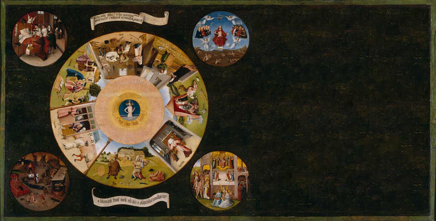 Religiöse Bilder der sieben Todsünden