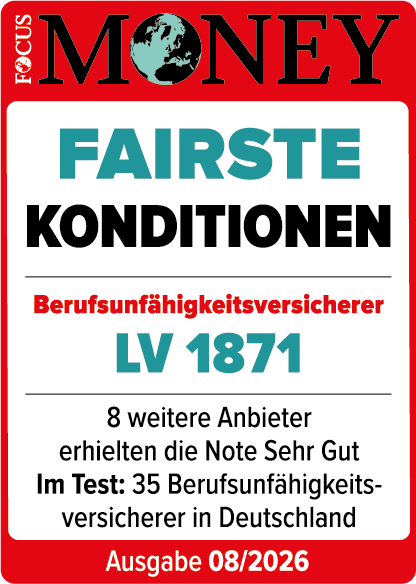 FOMO-Siegel_Fairste Konditionen_2026_LV 1871 - LV 1871 Focus Money Siegel: LV 1871 mit Fairste Konditionen Berufsunfähigkeitsversicherer ausgezeichnet