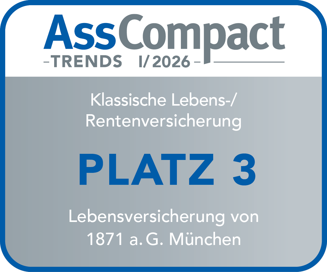 AssCompact Siegel für klassische Rentenversicherung: LV 1871 auf Platz 3