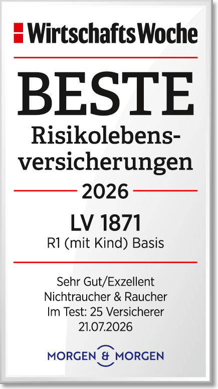 WiWo_MM_Risikolebensversicherungen_Beste_2026_LV_1871 - LV 1871 Siegel WirtschaftsWoche: LV 1871 ausgezeichnet als Beste Risikolebensversicherung (Tarif R1 mit Kind Basis)