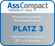 Siegel AssCompact Einmalbeitrag-Lebens-/Rentenversicherung Platz 3 2022